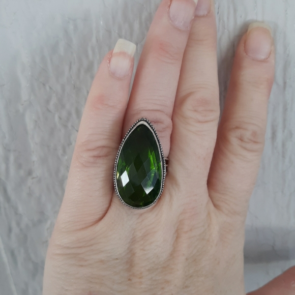 New Green Quartz 925 Silver Ring. - Picture 1 of 8